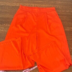 Vivid orange wide leg satin-like pants 🍊